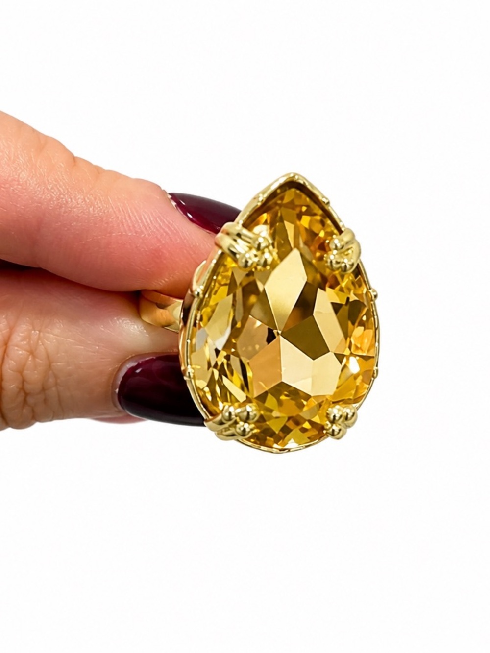 NEW Glitz Mob Pear Shaped Ring in Golden Topaz crystal